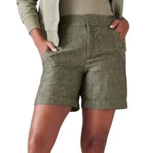 Athleta Voyager Linen Shorts Aspen Olive Women's Size 18 New With Tags